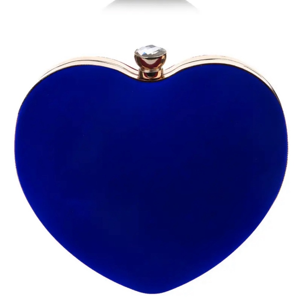 Heart Shaped Mini Clutch Purse W/ Long Crossbody Chain Strap